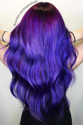 Inverted Purple To Blue Ombre Hair