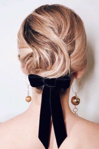 Easy Updo With Bow #updohairstyles #blondehair