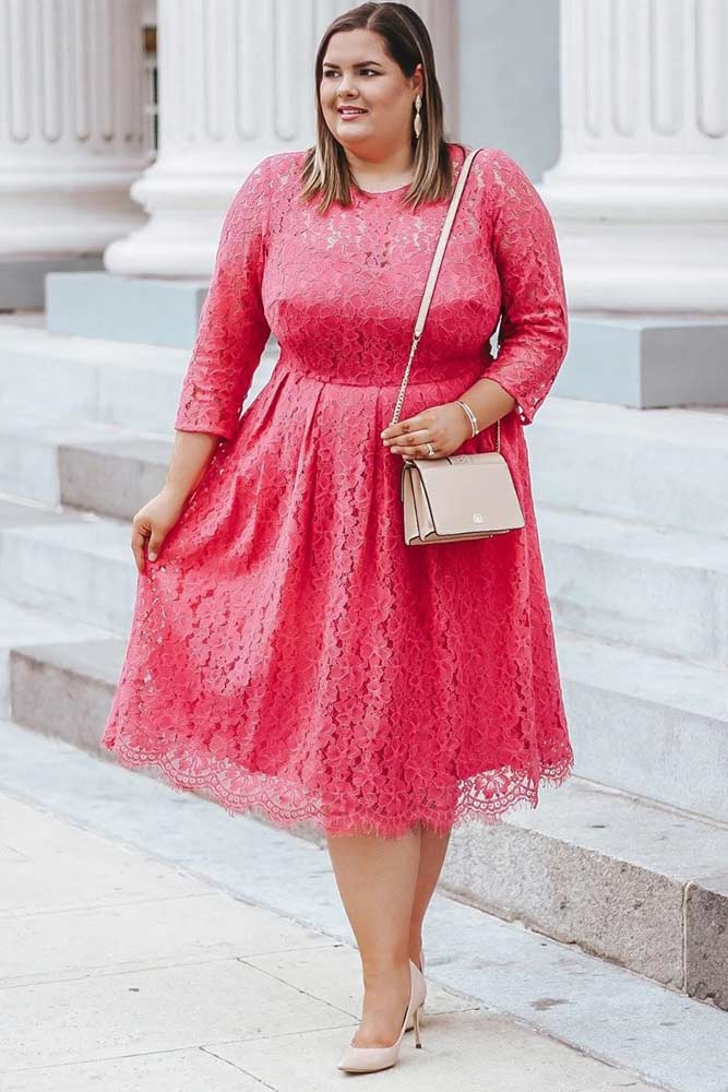 Pink Lace Plus Size Dress Design #lacedress #plussizedress