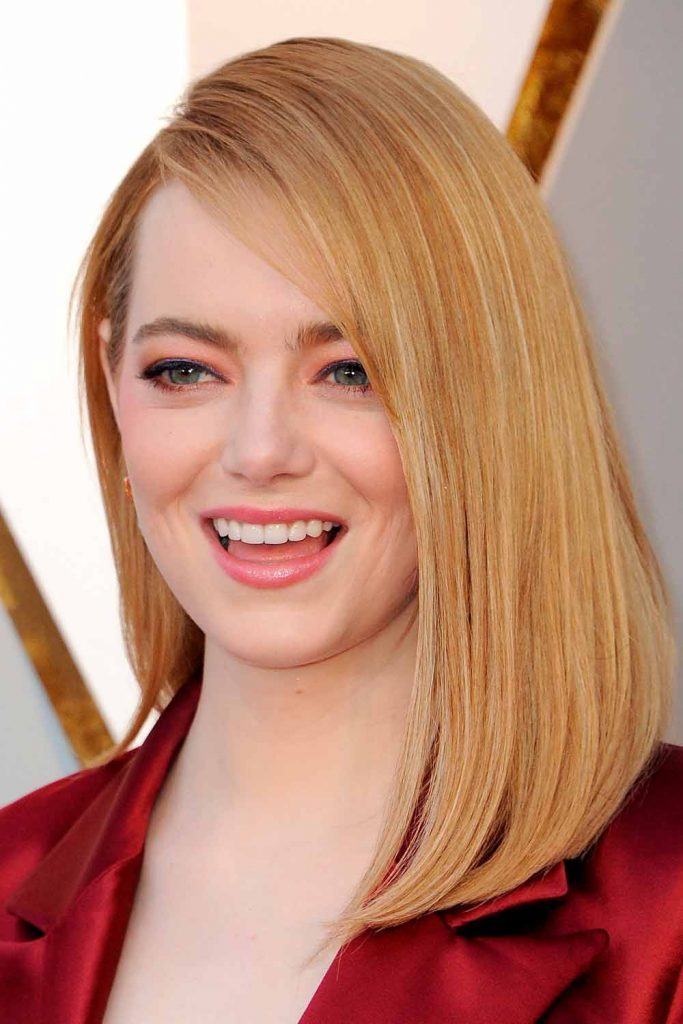 Emma Stone’s Medium Strawberry Blonde Hair #emmastone #straighthair