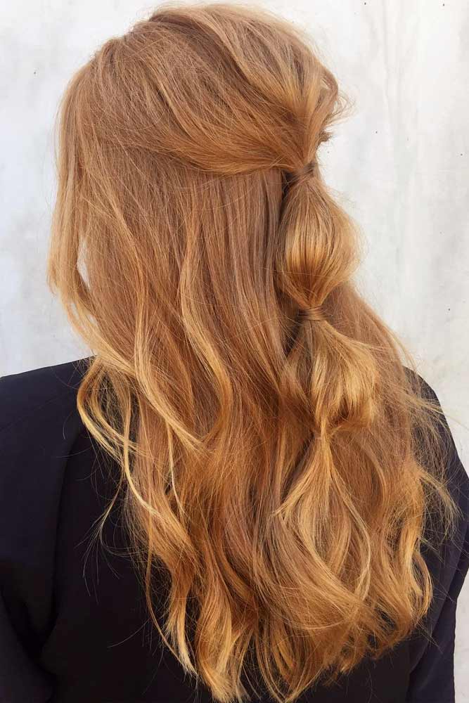 Half Up Half Down Blonde Hairstyle #halfuphalfdownhair #bubblebraid #longhair