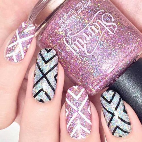 Glitter Chevron Nail Design #glitternails