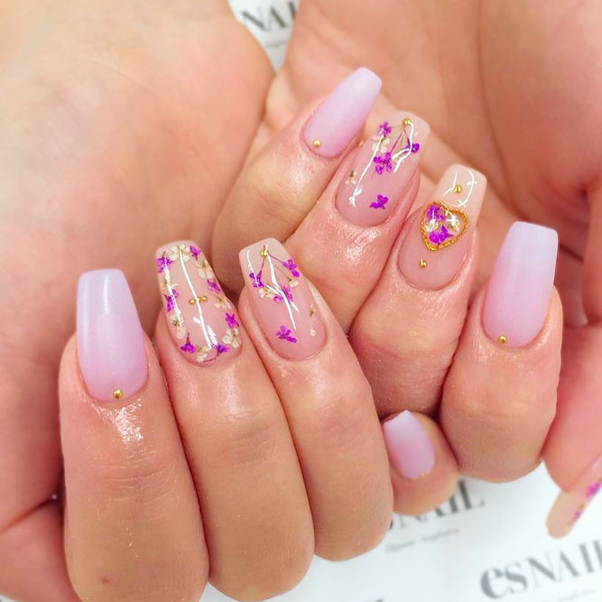 Amazing Dried Flowers On Your Nails #coffinnails