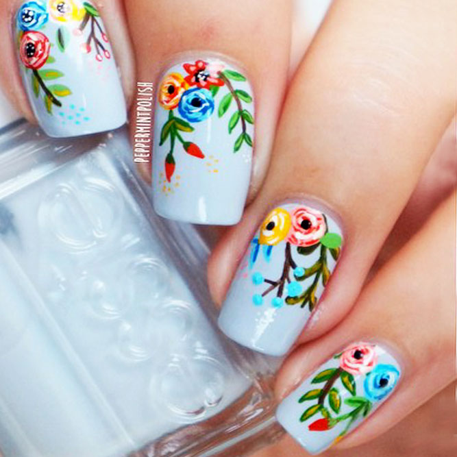 42 Super Pretty Flower Nail Designs To Copy