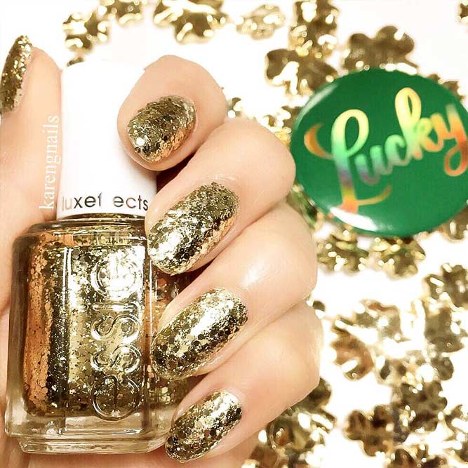 Every Day Is A Holiday With Gold Glitter Nails Picture 1
