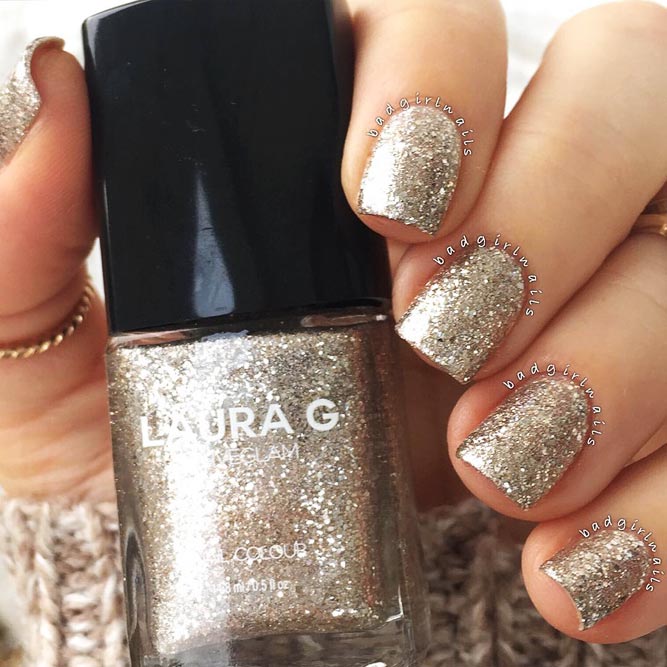 Every Day Is A Holiday With Gold Glitter Nails