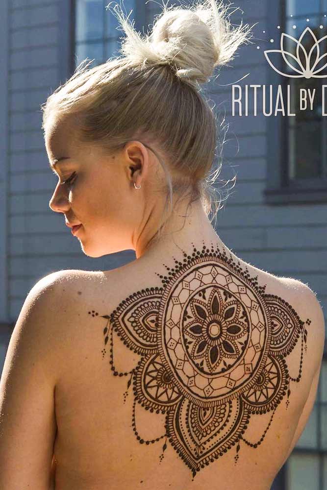 Beautiful Henna Tattoo Design With Patterns #backtattoo #backhennatattoo