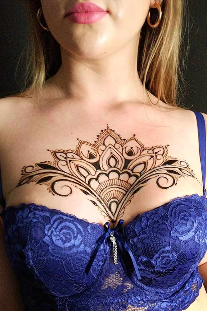 Chest Henna Tattoo Idea #chesttattoo