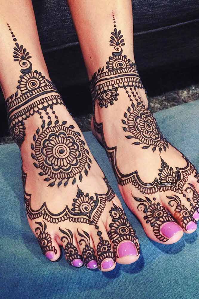 Premium Vector  Feet with mehendi henna tattoo art patterns