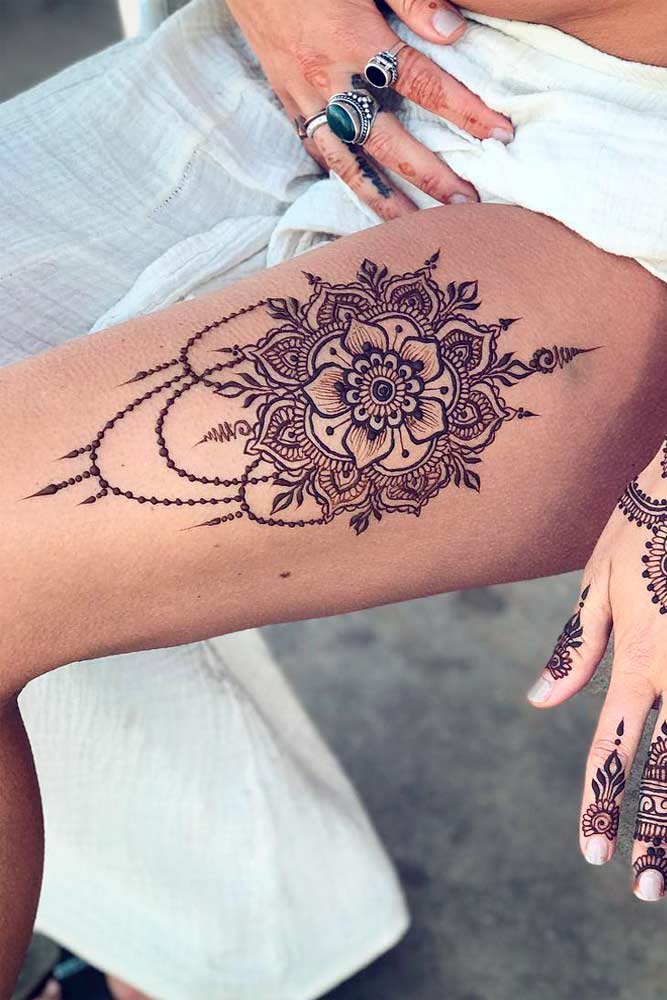 13 Amazing Thigh Henna Mehndi Tattoo Art Designs