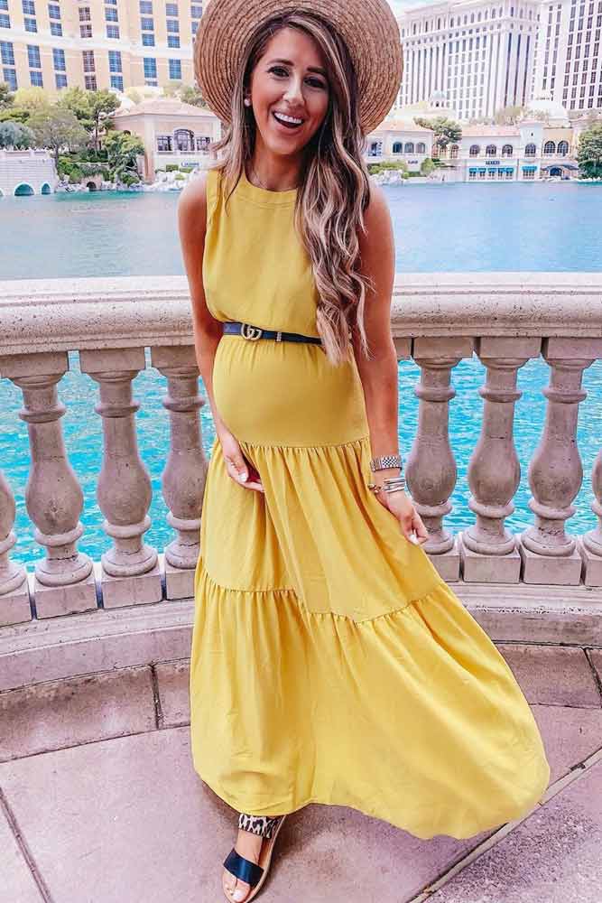 Yellow Maxi Maternity Dress #yellowmaxidress