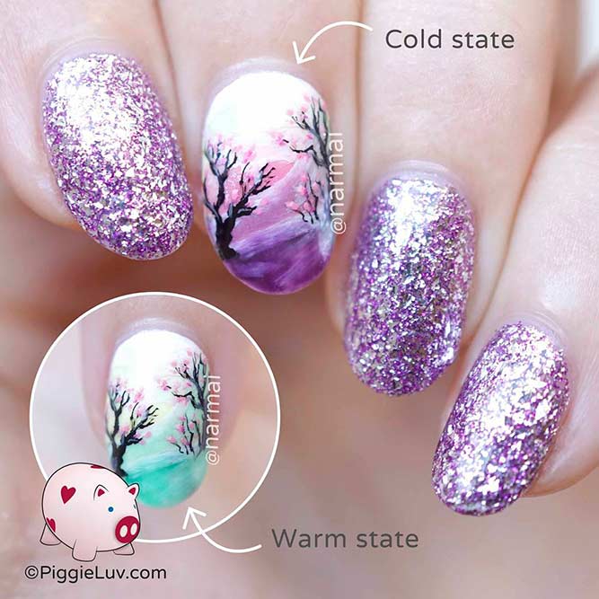 Sparkly Glitter Purple Nails #glitternails