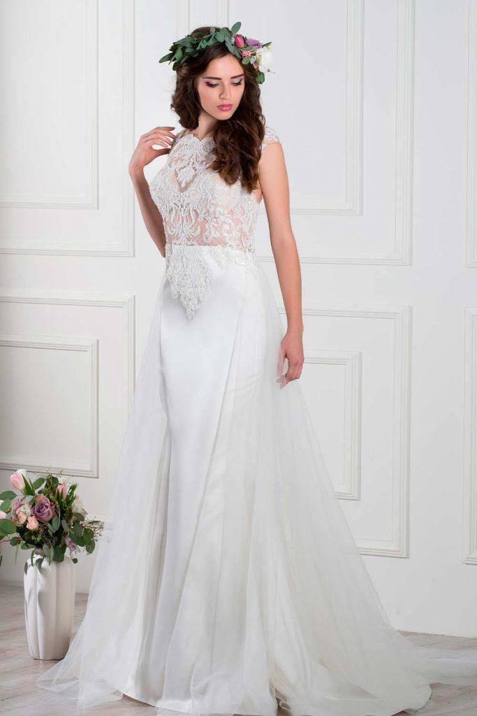 Halter Boho Dress With A-line Gown #alineweddinggown #weddinggown