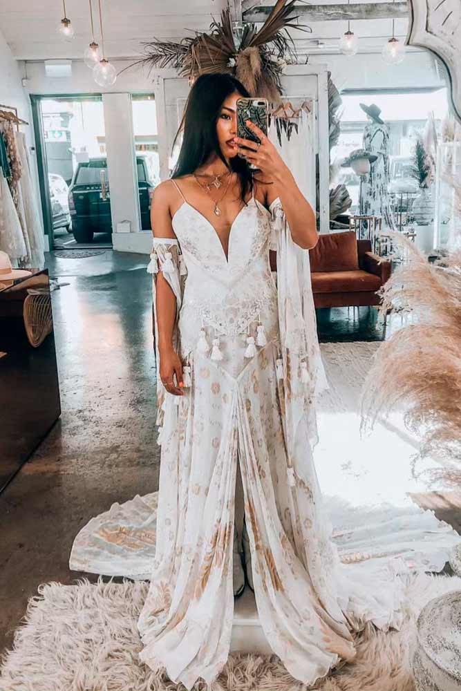 Boho chic wedding store gowns