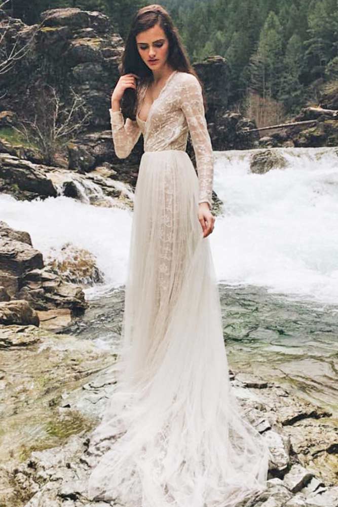 wedding dress boho sleeves