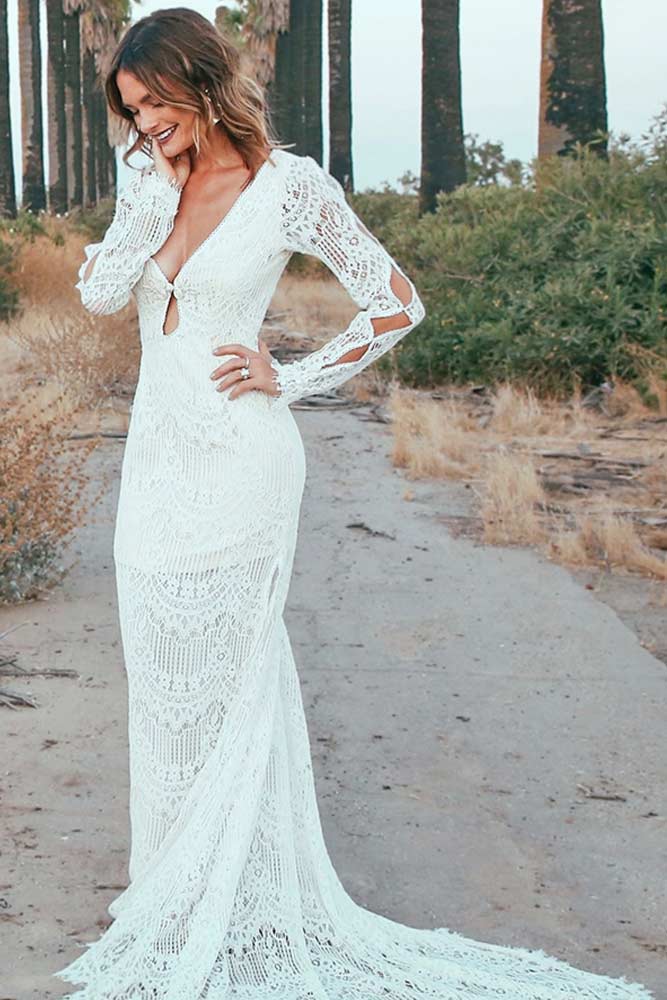 boho long sleeve wedding dress