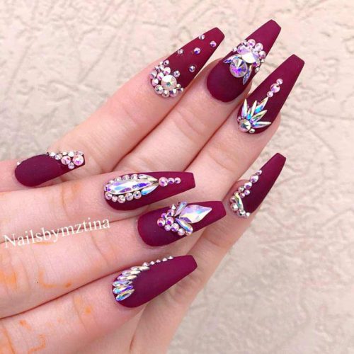 Glam Nail Designs In Burgundy Colors picture 2