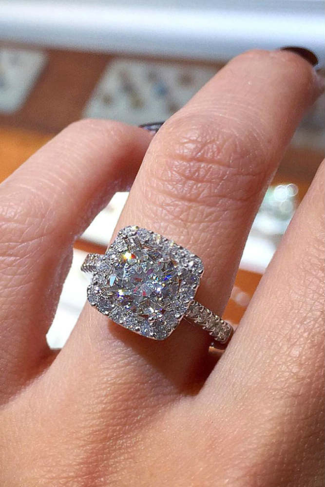 Cushion Cut Engagement Ring #whitegoldring #cushioncut #diamonds