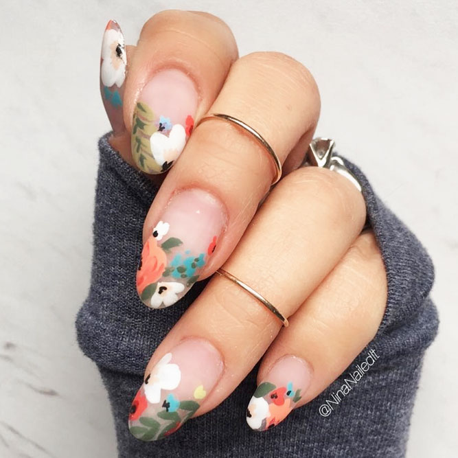 Juicy Floral Nail Art #matte