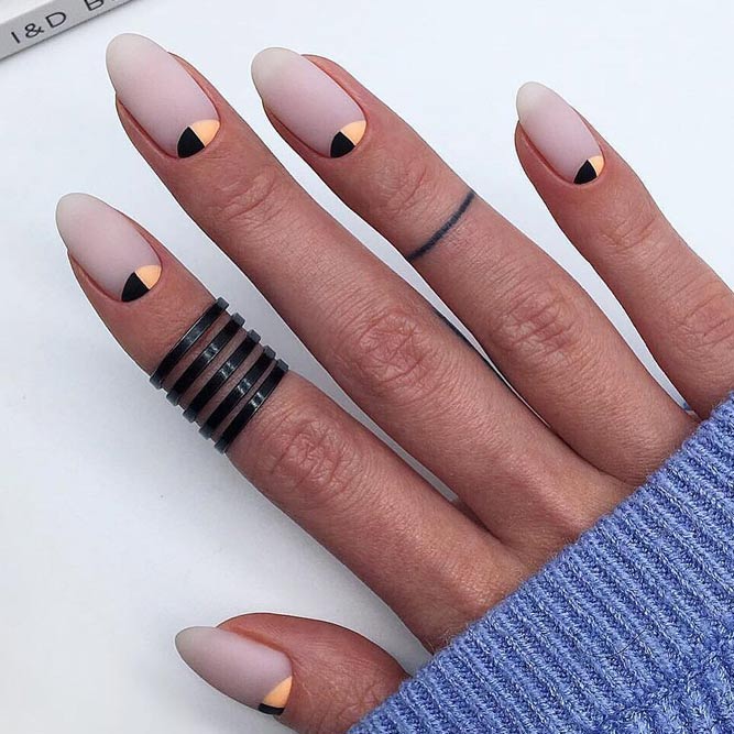 Nude Matte Nails With Colored Moons #colormoons