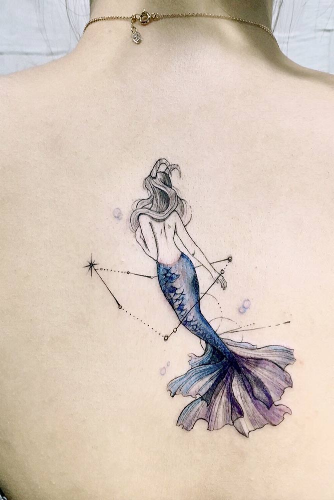Mermaid Watercolor Tattoo Design #mermaid #galaxy