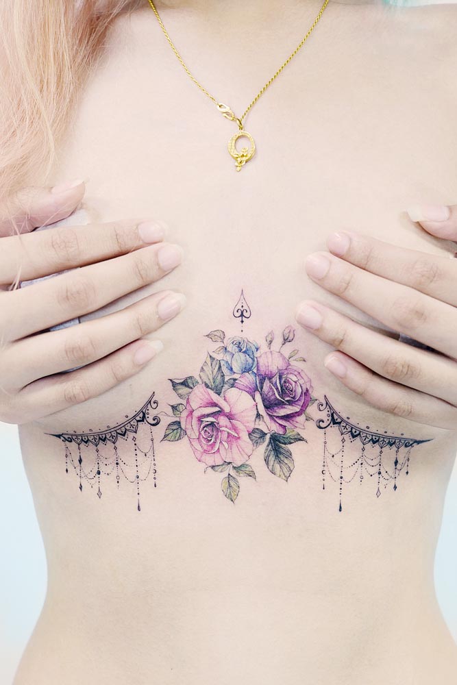 Beautiful Watercolor Tattoo Design With Flowers #flowertattoo #roses