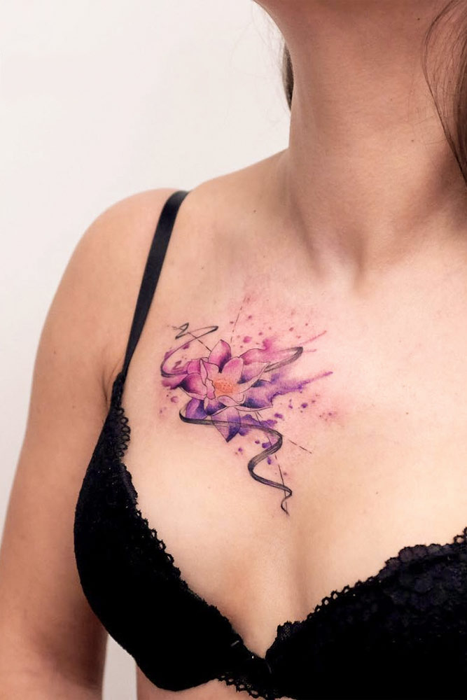 Watercolor Lotus Flower Tattoo Idea #lotustattoo #lotusflowertattoo