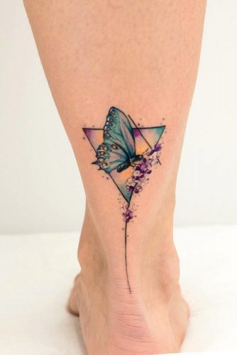 Butterfly Tattoo Idea For Leg #triangletattoo #butterflytattoo