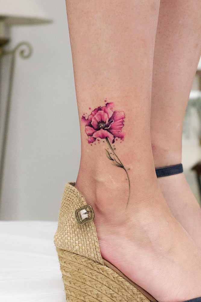 Watercolor Flower Tattoo Design #flowertattoo