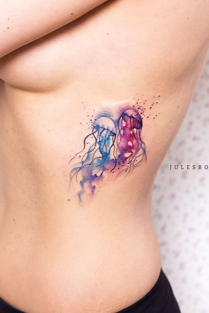 Galaxy Jellyfish Tattoo Idea #jellyfishtattoo #sidetattoo