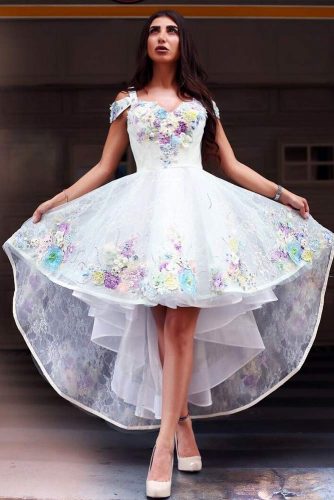 White Floral Knee Length Dress #asymmetricaldress #floraldress