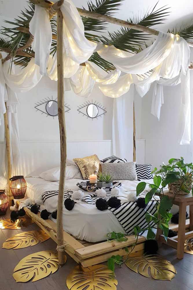 boho bedroom string lights