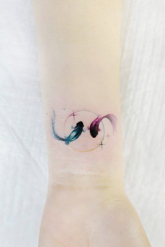 Wrist Tattoo Design With Fishes #fishtattoo