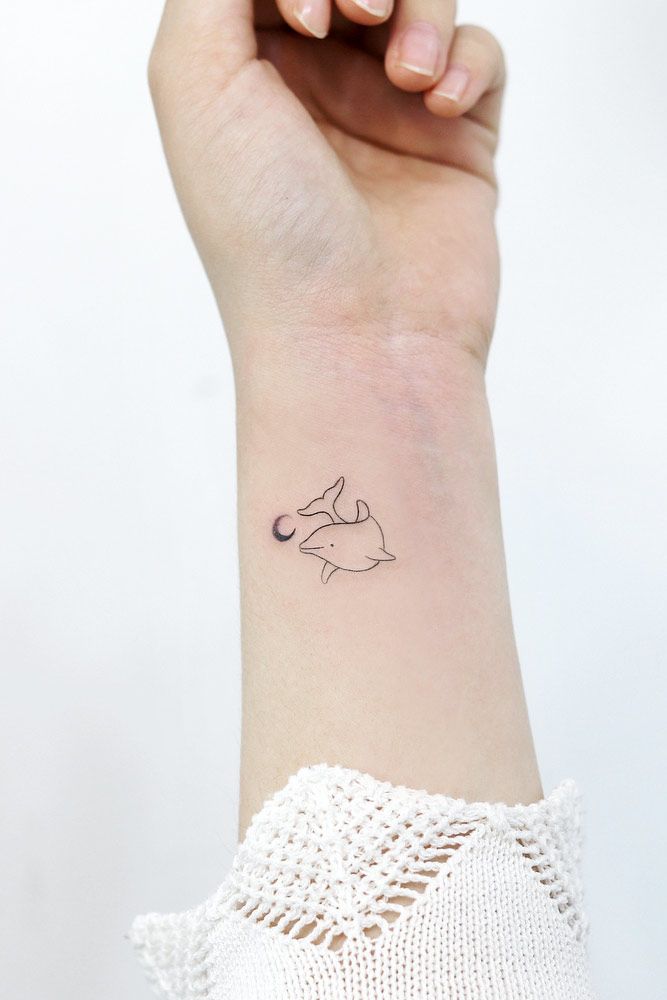 Small Dolphin Wrist Tattoo #dolphintattoo #easytattoodesign