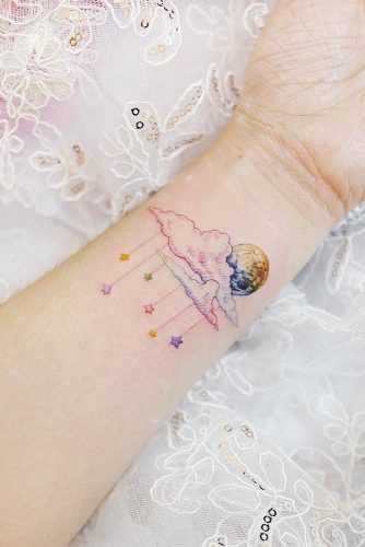 Colorful Wrist Tattoo Idea #galaxytattoo