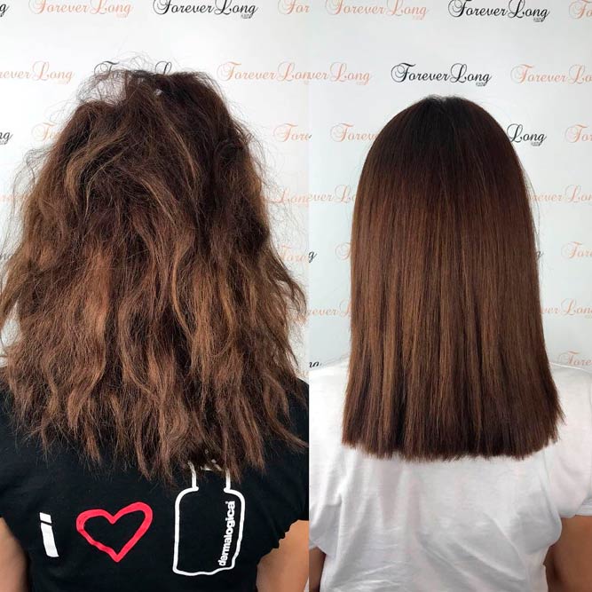 Dream About Glossy Straight Hair A Keratin Treatment Is The Answer #brownhair #beforeandafter