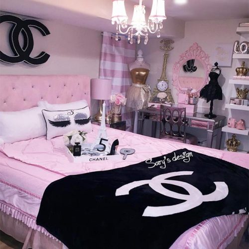 Pink Bedroom Design In Modern Style #pinkblack #fashion