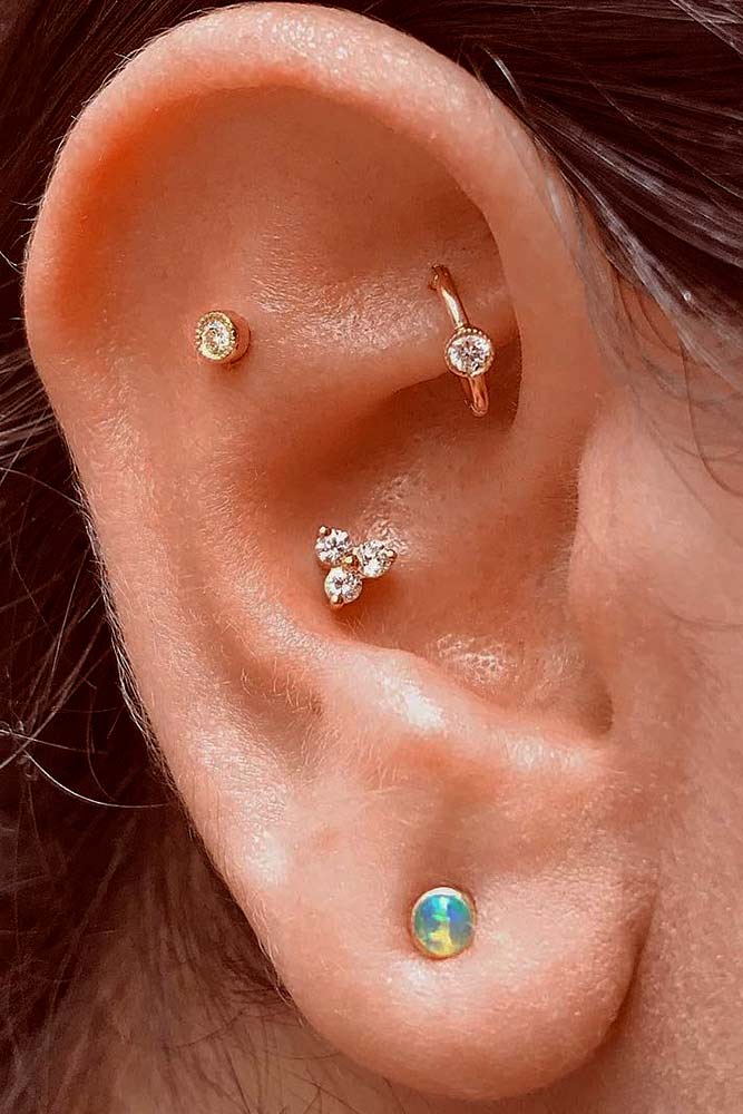 Rool Piercings With Daith And Flat #rookearpiercings #flatearpiercings