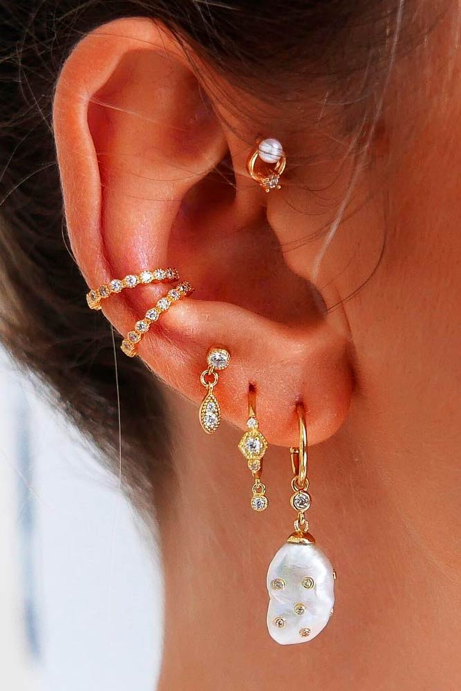 Multiple Piercings With Gold Jewelry #multiplepiercings #piercings