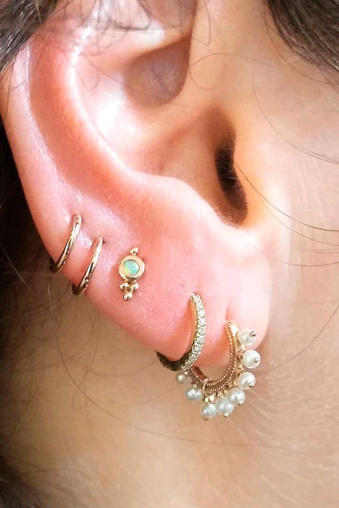 Lobe And Upper Lobe Earpiercing #lobepiercing #multiplepiercings