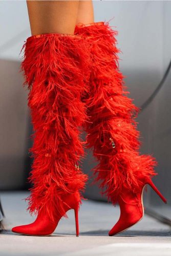 Fuzzy red heels sale