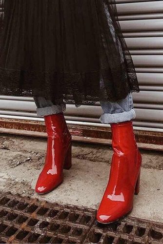 Red Leather High Heel Boots #leatherboots