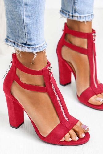 Velvet Sandals With Block Heels #opentoeheels