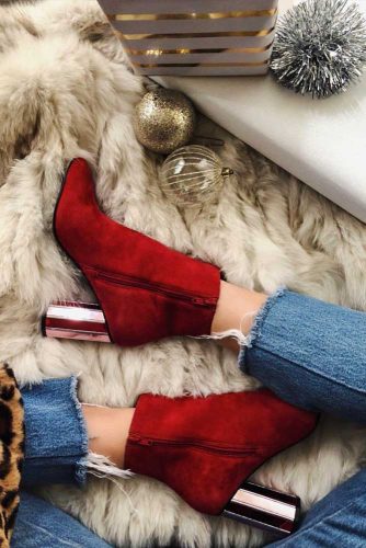 Red Fall Boots With Metallic Heels #fallheels