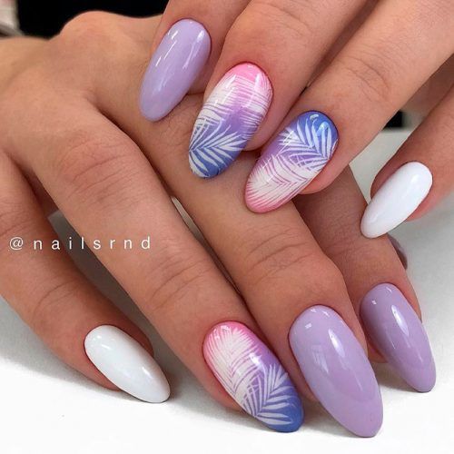 Pale Lilac Shade For Tropic Sunrise Nail Art #tropicnails #lilacnails