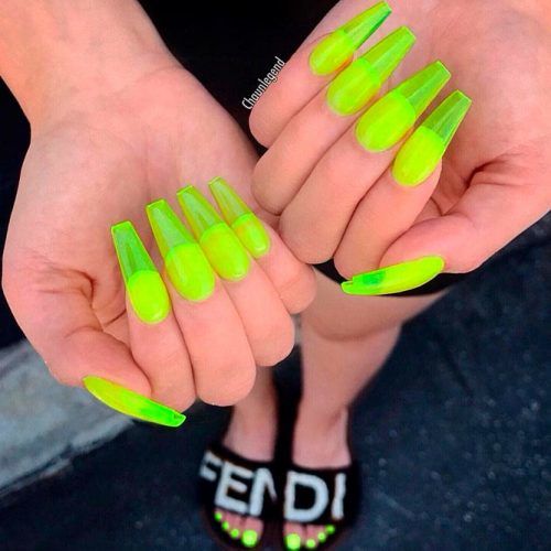 Yellow Neon Nail Design #yellownails #neonnails