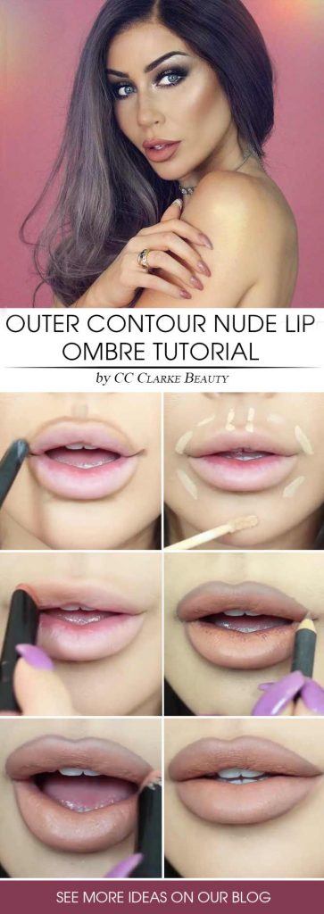 Outer Contour Nude Lip Ombre Tutorial #contour #ombrelips