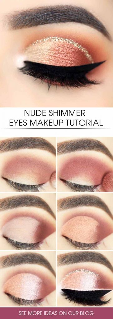 Nude Shimmer Eyes Makeup Tutorial #shimmereyes #nudeeyes