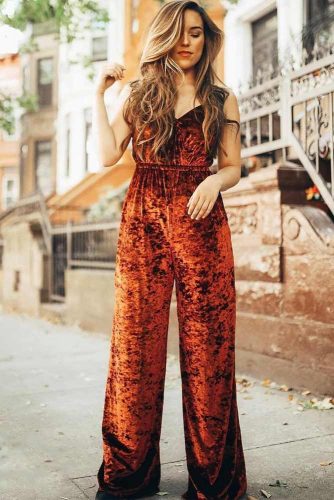 Deep Amber Velvet Jumpsuit Design #velvetjumpsuit