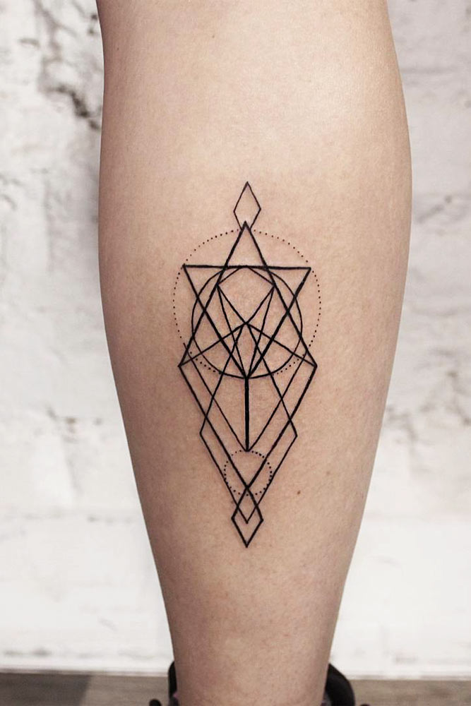 geometric tattoos ideas leg black abstract